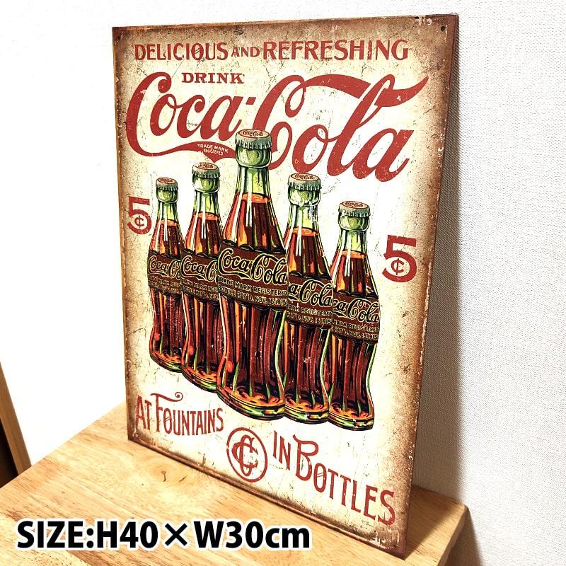 up コーラブリキ看板 Coca Cola（コカコーラ） ブリキ看板 アンティーク ガレージ 緑