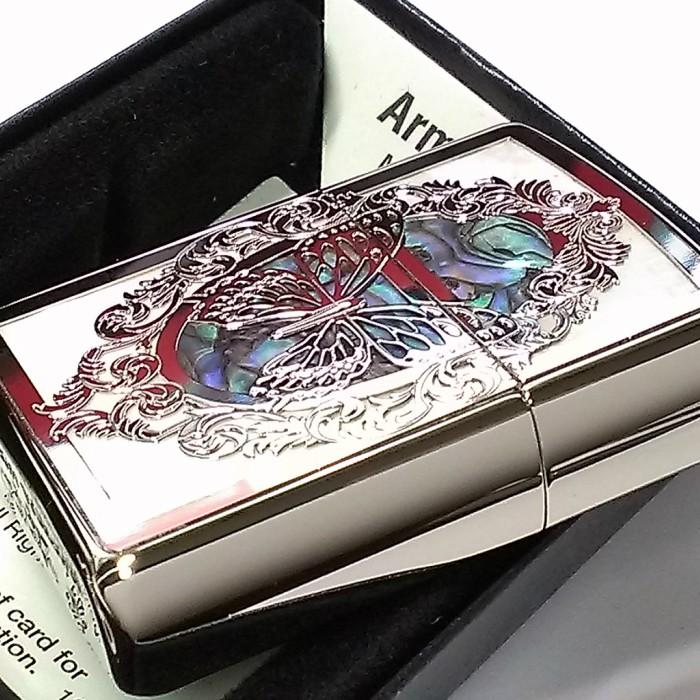 シェル ZIPPO アーマー ジッポ ライター バタフライ 蝶 コンビシェル 