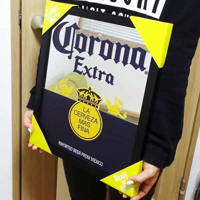 コロナ パブミラー Corona アンティーク 看板 アメリカン雑貨 コロナビール パブミラー CORONA EXTRA 木枠付き グッズ
