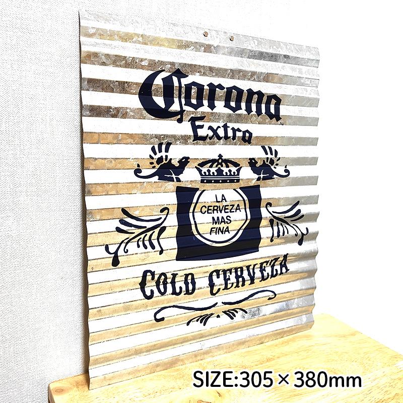 コロナウッド調LEDサイン➕ブリキ看板 ブリキ看板 コロナ CORONA EXTRA アンティーク ロゴ ガレージ