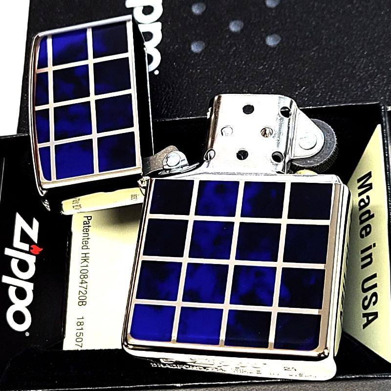ZIPPO（ジッポー） ライター チェック柄 ジッポ マーブル模様 シルバー 