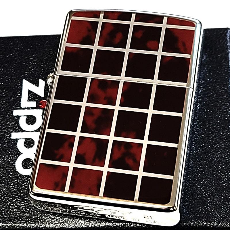 ZIPPO（ジッポー） チェック柄 マーブル模様 ジッポ ライター 両面加工 