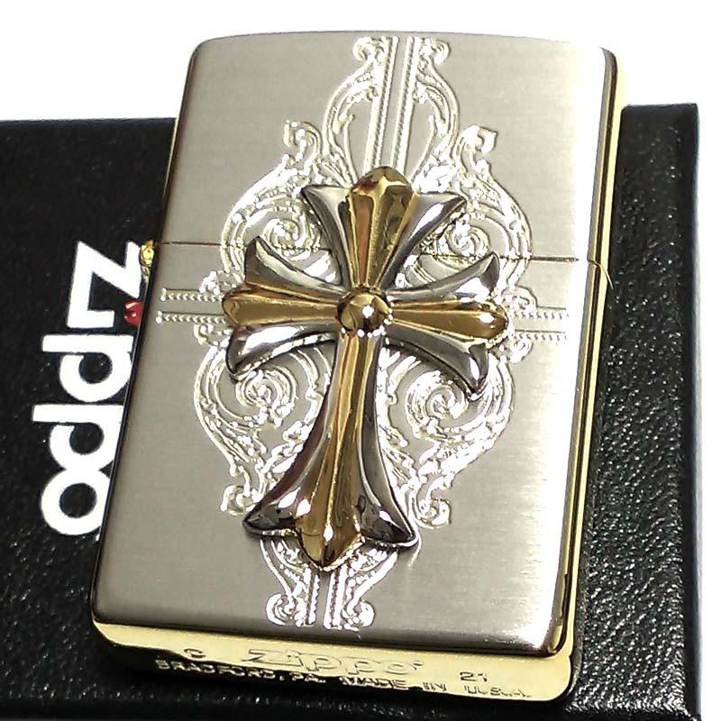 ZIPPO ライター クロスメタル ジッポ サイドゴールド 金銀コンビ ZIPPO ライター クロスメタル ジッポ サイドゴールド 金銀コンビ