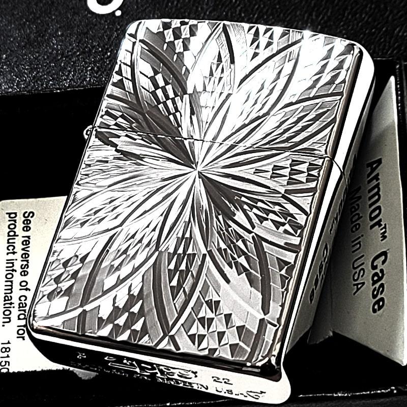 ZIPPO（ジッポー） アーマー ダイヤカット彫刻 ダイヤモンドフラワー