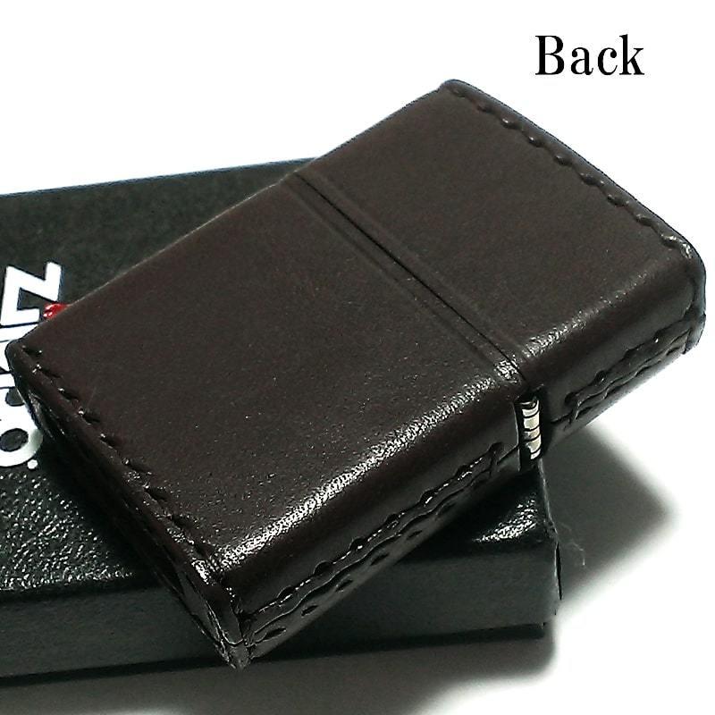 ZIPPO ライター 本革巻き ジッポ ロゴ ブラウン レザー 茶