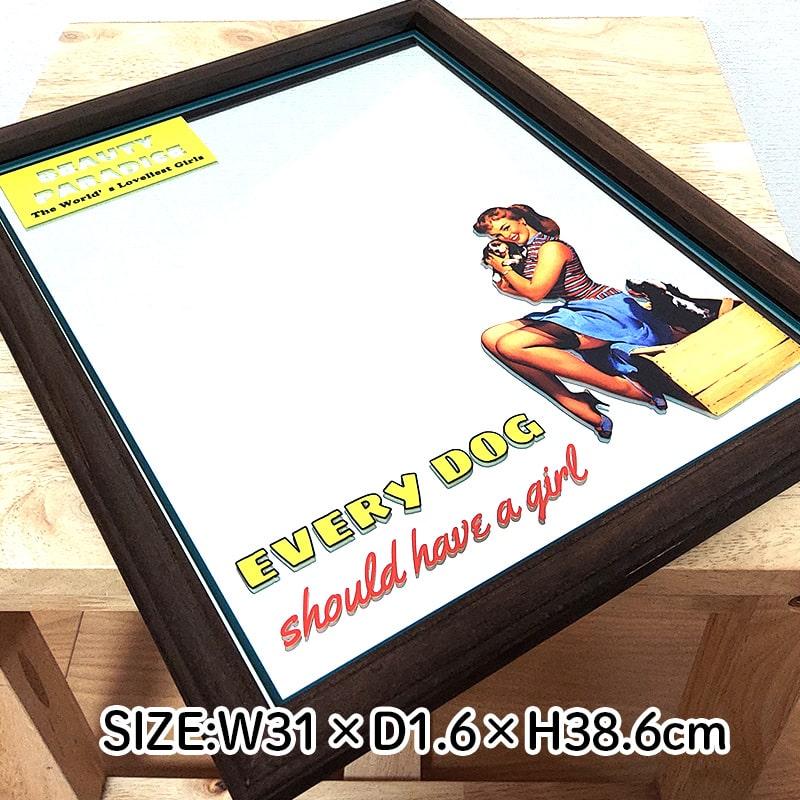 鏡 おしゃれ 壁掛け パブミラー レトロ ミラー カウガール かわいい