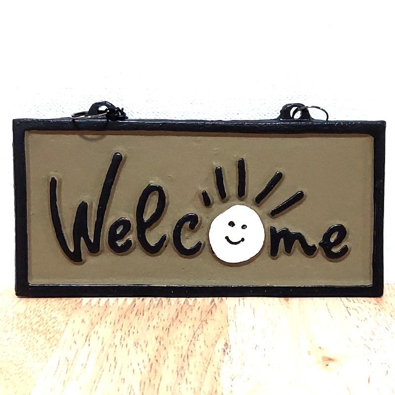 アメリカン レトロ ウェルカムプレート スマイル 看板 WELCOME 吊り