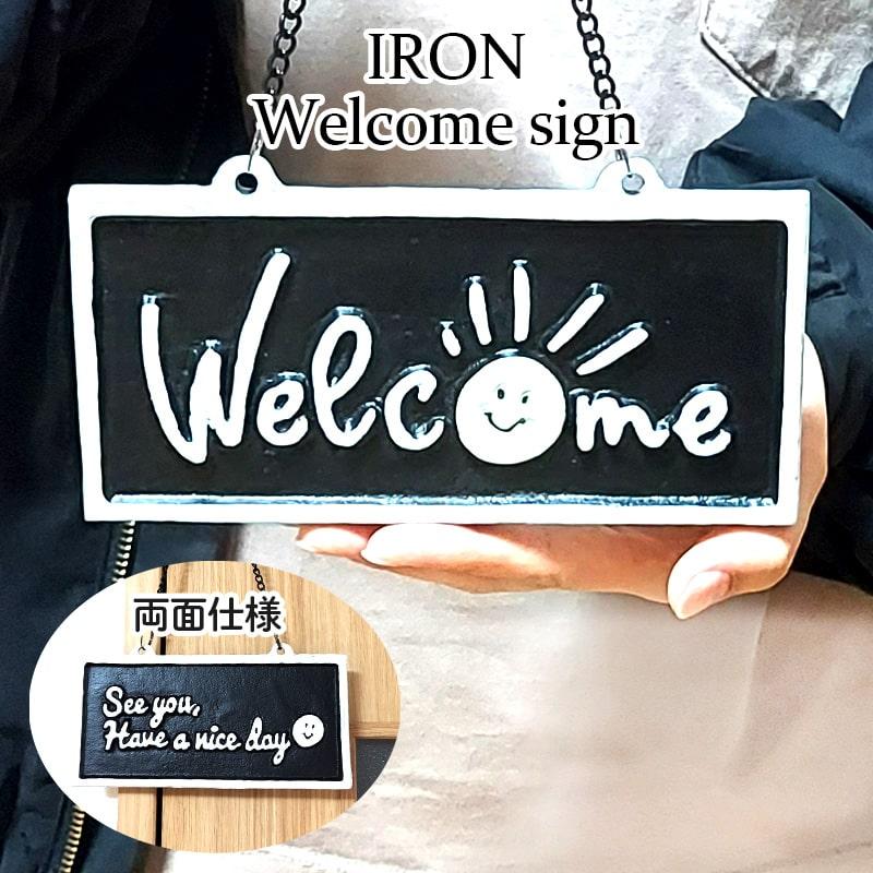 アメリカン レトロ 看板 アイアン WELCOME プレート スマイル アメリカン レトロ 看板 アイアン WELCOME プレート スマイル