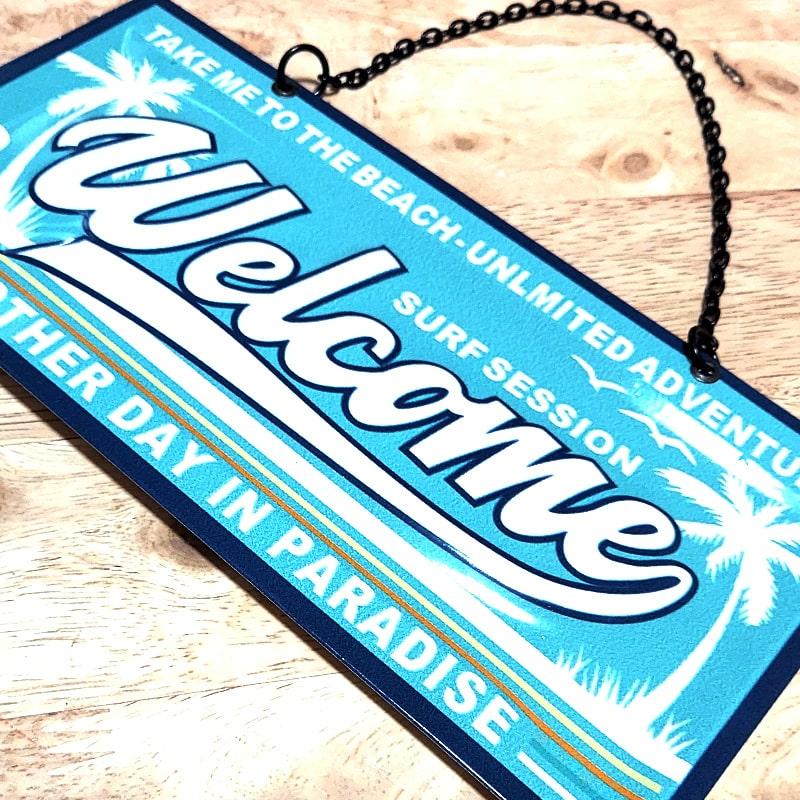 アメリカン レトロ 看板 ウェルカムプレート WELCOME レクタングル