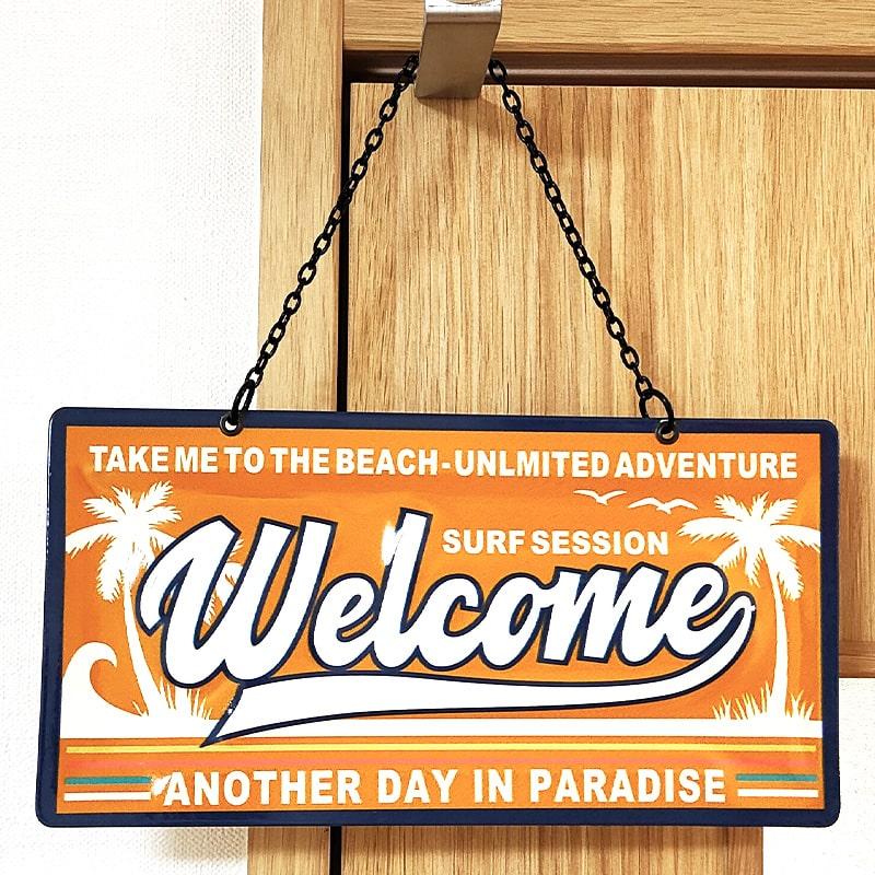 アメリカン レトロ ウェルカムプレート WELCOME 看板 店舗用 ガレージ