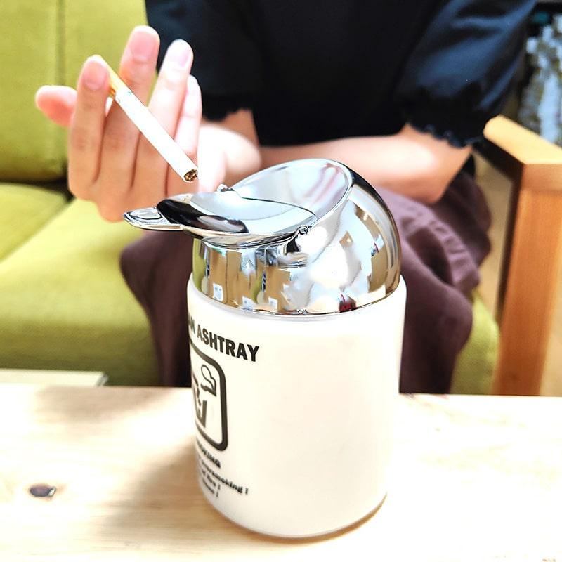 灰皿 ドームアッシュトレイ KEEP CLEAN ホワイト タバコ 蓋つき 陶器