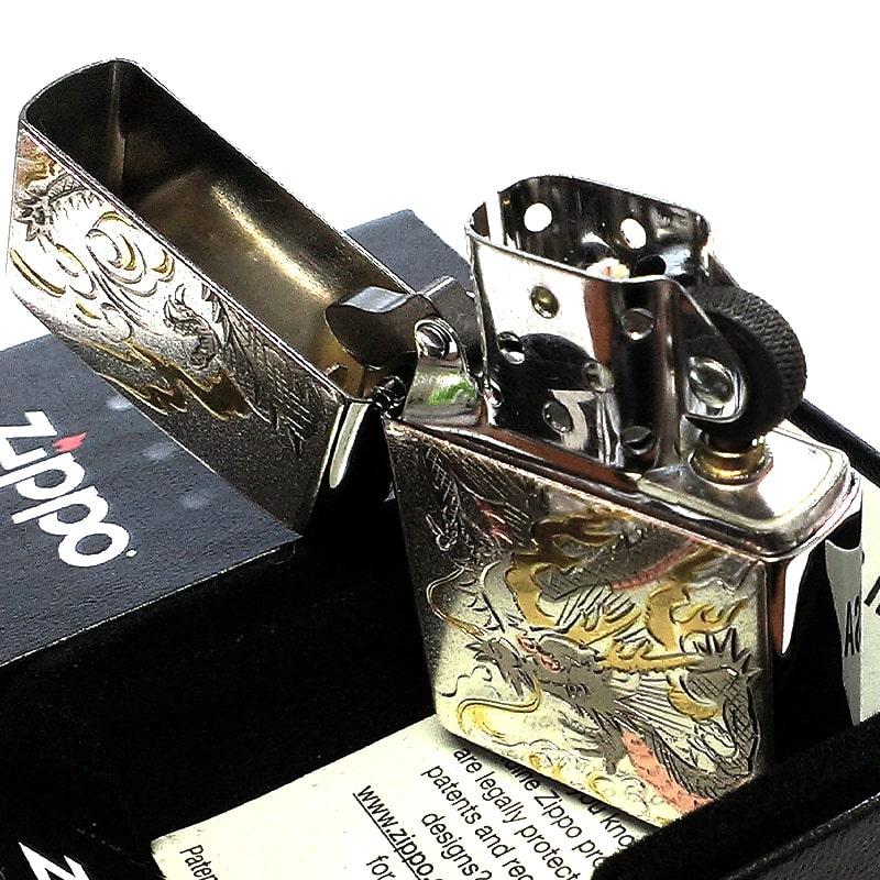 ZIPPO 和柄 ドラゴン ジッポ ライター シルバー 龍 日本 和風 竜 彫刻 銀 デンチュウバン メンズ プレゼント ギフト｜hayamipro｜04