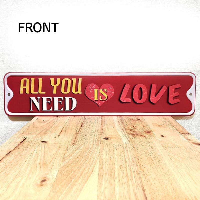 アメリカン レトロ ブリキ看板 かわいい ALL YOU NEED IS LOVE 壁飾り