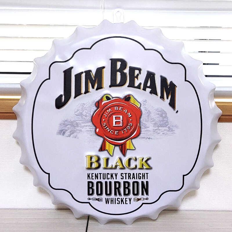 アメリカン レトロ JIM BEAM ブリキ看板 お酒 壁飾り 立体 ビアー