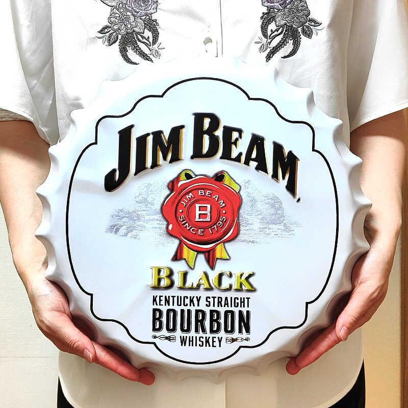 アメリカン レトロ JIM BEAM ブリキ看板 お酒 壁飾り 立体 ビアー