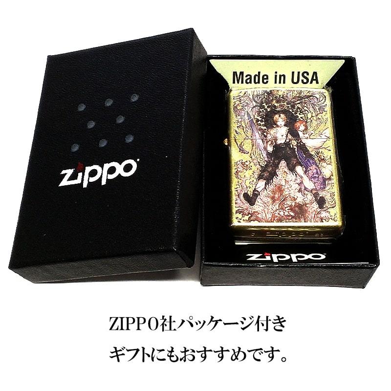 ZIPPO 天野喜孝 アンティーク ゴールド ライター ジッポ 両面加工 