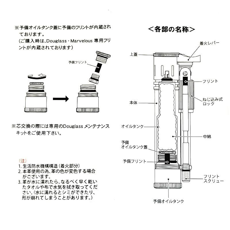 オイルライター ダグラス フィールド S プラス 本革巻き ブラック