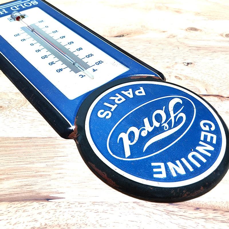アメリカン レトロ ブリキ看板 温度計 Ford Genuine Parts エンボス