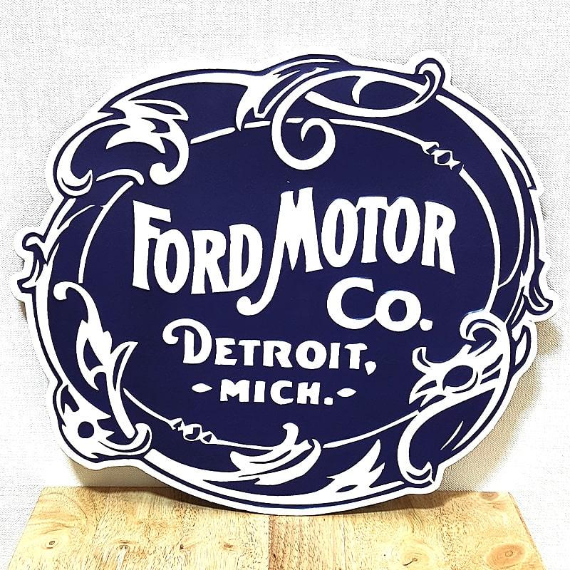 アメリカン レトロ ブリキ看板 FORD MOTOR VINTAGE 車 エンボスメタル
