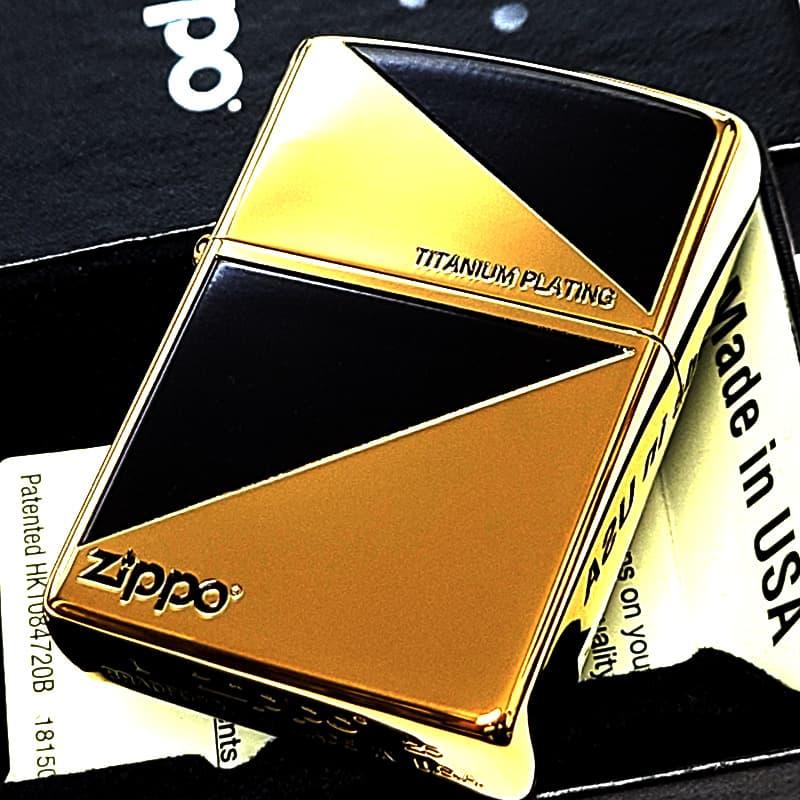ZIPPO（ジッポー） ライター チタン加工 ブラック&ゴールド おしゃれ