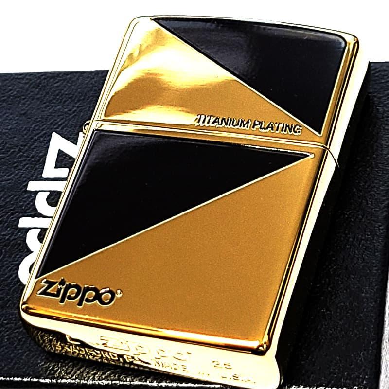 ZIPPO（ジッポー） ライター チタン加工 ブラック&ゴールド おしゃれ