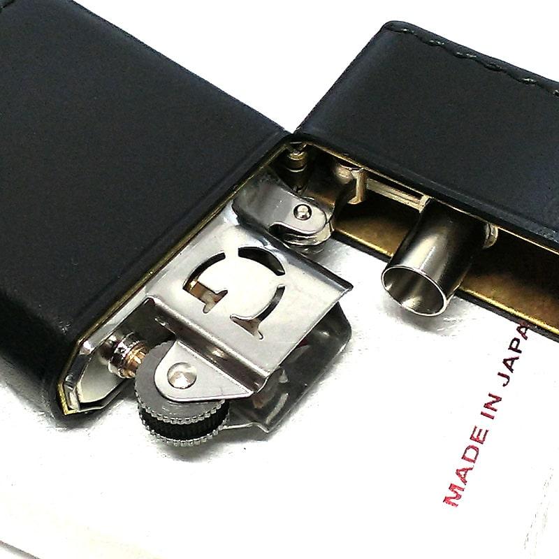 オイルライター ギアトップ 革巻き ブラック 日本製 ライター 本牛革 黒 GEAR TOP 重厚 かっこいい おしゃれ 国産品 メンズの画像