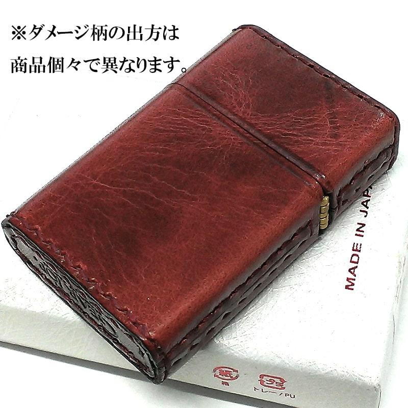 オイルライター 日本製 ギアトップ 革巻き レッド 本牛革 赤 GEAR TOP 重厚 かっこいい おしゃれ 国産品 メンズ プレゼント ギフトの画像