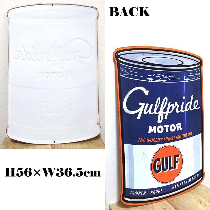 アメリカン レトロ ブリキ看板 可愛い US embossed SIGN BIG GULF OIL