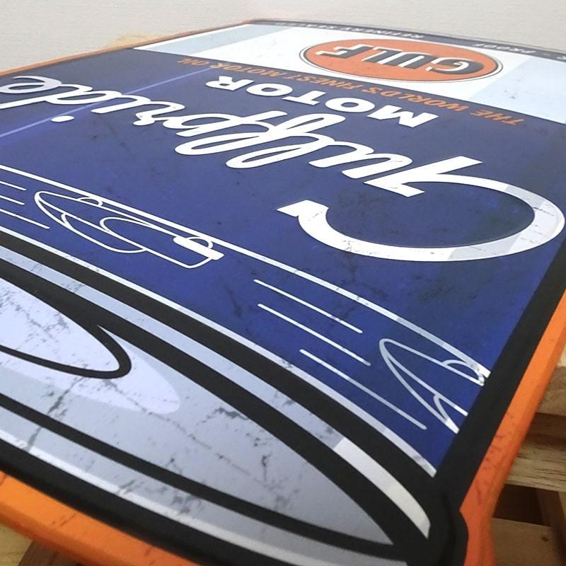 アメリカン レトロ ブリキ看板 可愛い US embossed SIGN BIG GULF OIL 