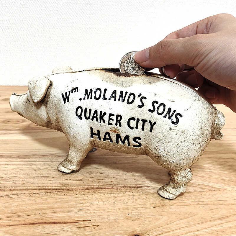 アメリカン レトロ 貯金箱 豚 コインバンク 鋳物 HAMS PIG BANK