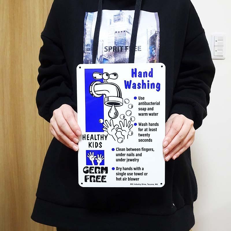 アメリカン レトロ サインプレート 可愛い HAND WASH SIGN BLUE