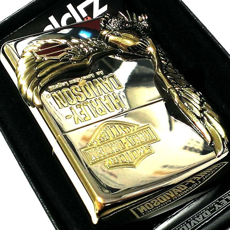 ZIPPO ハーレーダビッドソン ジッポ ライター 鏡面シルバー＆ゴールド 