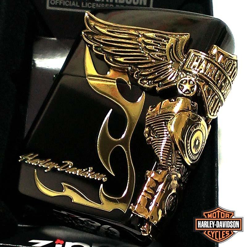 絶版ハーレーダビッドソン　ZIPPOライター ビンテージ　ブラック×ゴールド ZIPPO ハーレーダビッドソン ジッポ ライター イオンブラック