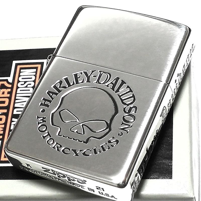 ZIPPO ハーレー ダビッドソン スカル シルバー サイド彫刻 ロゴ ZIPPO ハーレー ダビッドソン スカル シルバー サイド彫刻 ロゴ