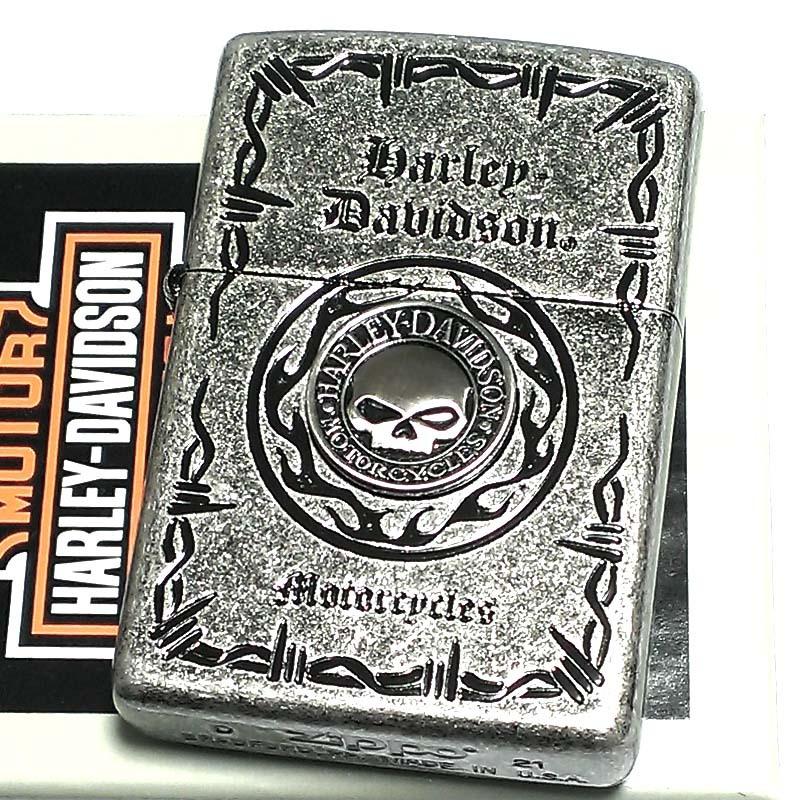 ZIPPO ライター ハーレーダビッドソン ジッポ スカルメタル 古美バレル