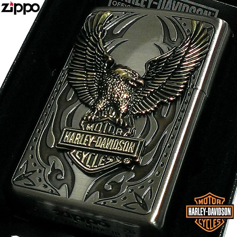 ZIPPO ライター ハーレーダビッドソン ジッポ アンティークニッケル＆ゴールド 金銀 古美仕上げ 鷲 メタル イーグル 日本国内限定モデル