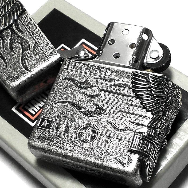 ZIPPO ライター ハーレーダビッドソン ジッポ アンティークシルバー 銀