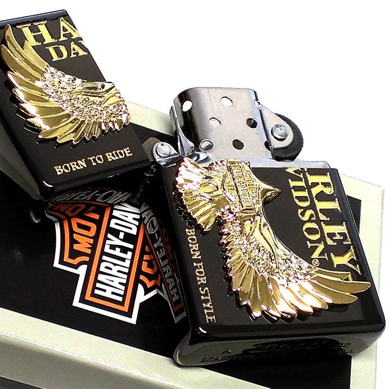 ZIPPO（ジッポー） ハーレー ダビッドソン 黒金 イーグル 鷹 ゴールド