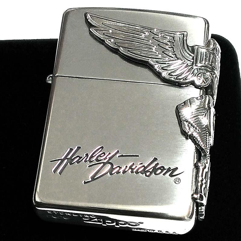 ZIPPO ライター 純銀 ハーレーダビッドソン サイドウイング ジッポ 
