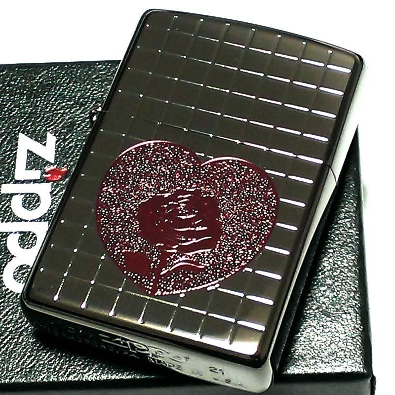ZIPPO（ジッポー） ライター ハート ローズ ジッポ ブラックニッケル 