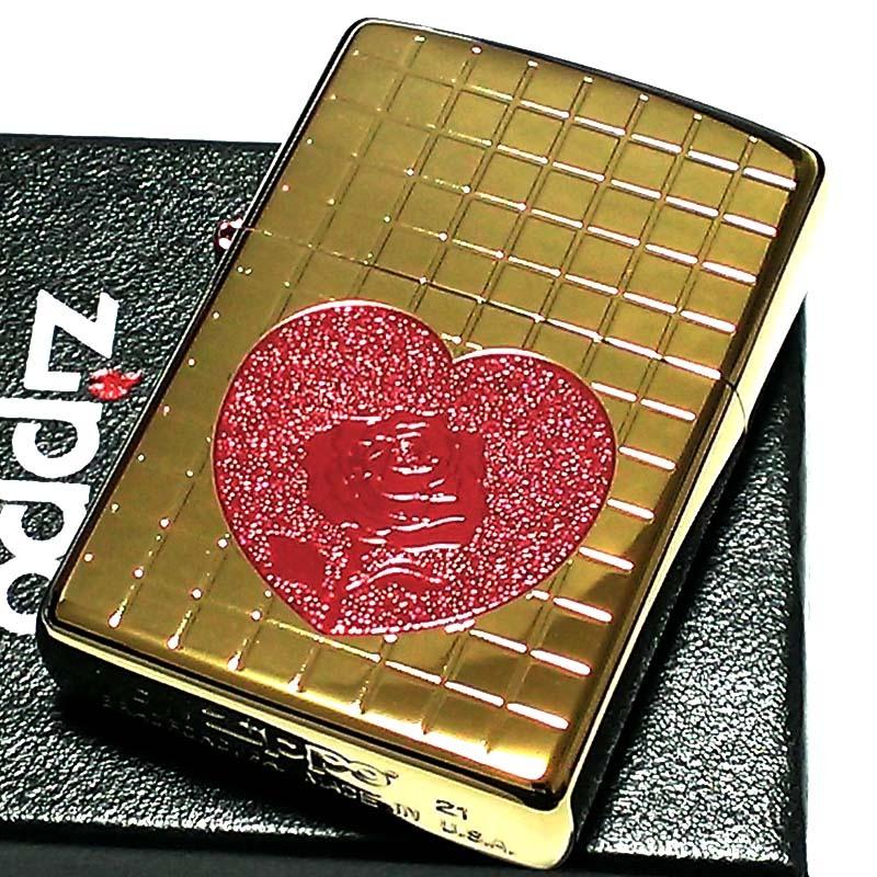 ZIPPO（ジッポー） ライター ハート ローズ ジッポ ゴールド ミラー 