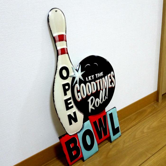 アメリカン レトロ ブリキ看板 ビンテージ OPEN BOWL アンティーク