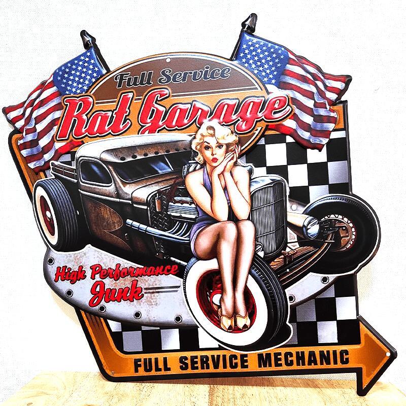 アメリカン レトロ ブリキ看板 ビンテージ セクシー Rat Garage アメリカン レトロ ブリキ看板 ビンテージ セクシー Rat Garage