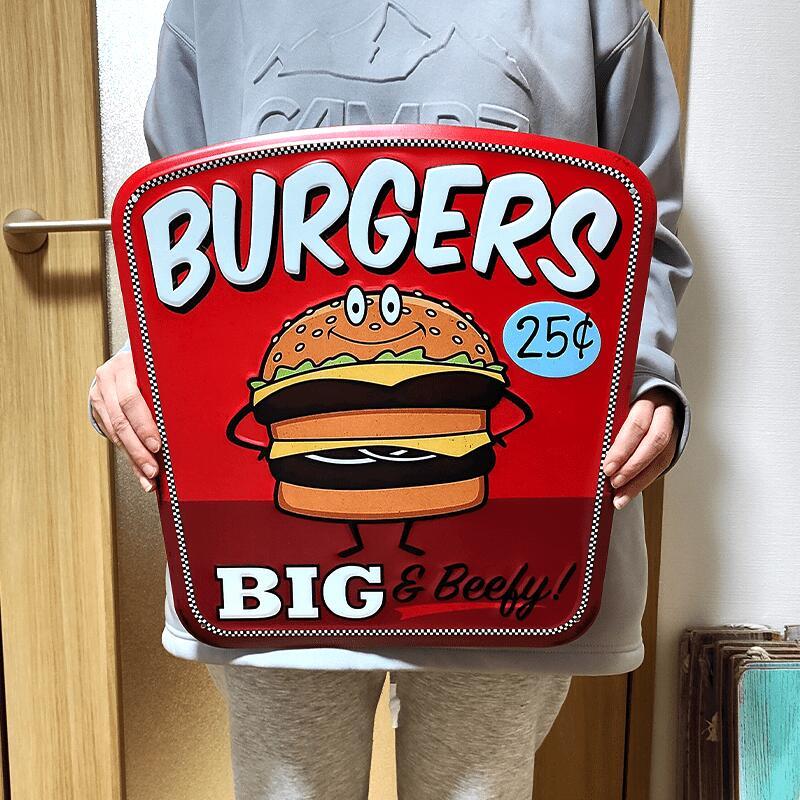 アメリカン レトロ ブリキ看板 ハンバーガー アンティーク かわいい