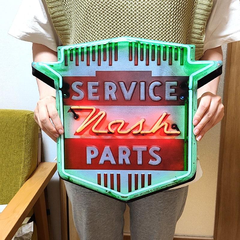 ブリキ看板 アンティーク エンボスプレート Nash SERVICE PARTS