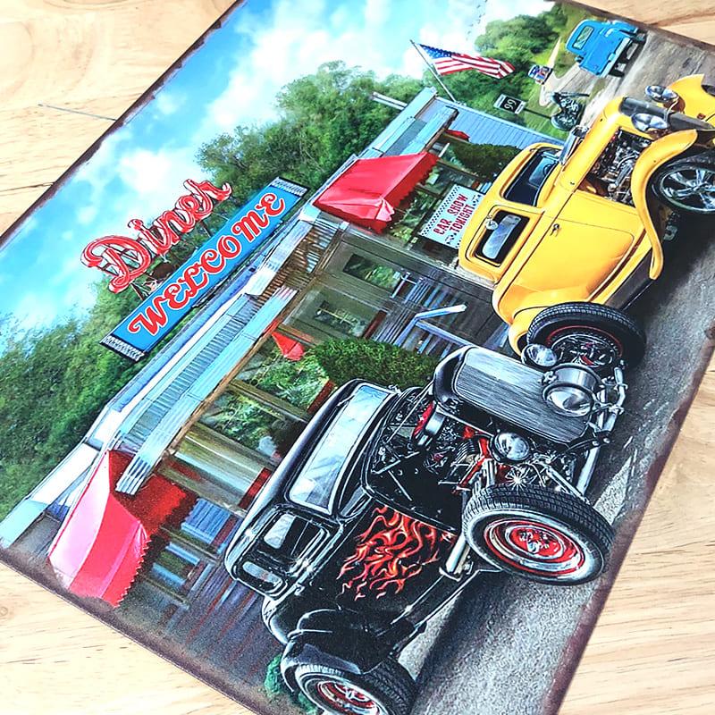 アメリカン レトロ ブリキ看板 車 アメリカン ダイナー かっこいい