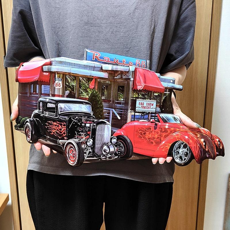 アメリカン レトロ ブリキ看板 おしゃれ ルート66 アンティーク