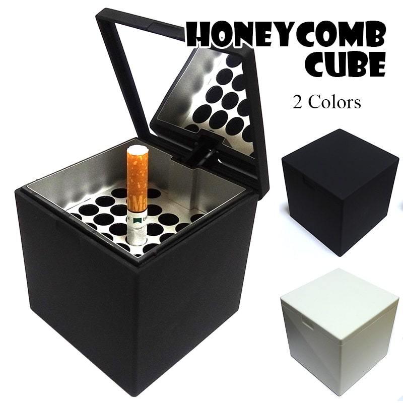 卓上灰皿 火が消える ハニカムキューブ ブラック ホワイト 灰皿 タバコ