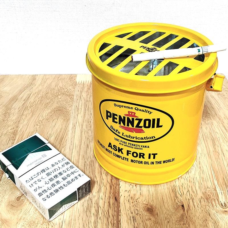 灰皿 屋外 おしゃれ 蚊取り線香 フタ付き PENNZOIL イエロー 蚊遣り