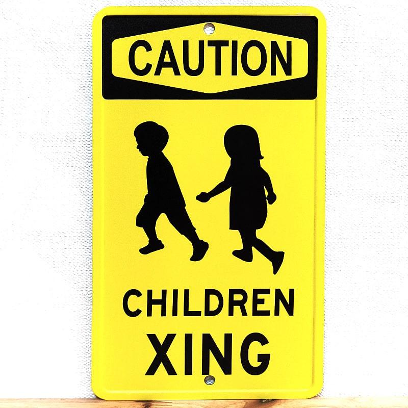 ヴィンテージ看板】CAUTION CHILDREN PLAYING 標識 Caution Children